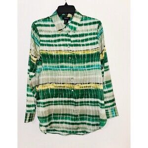 Jones & Co Green Design Button Up Shirt Small